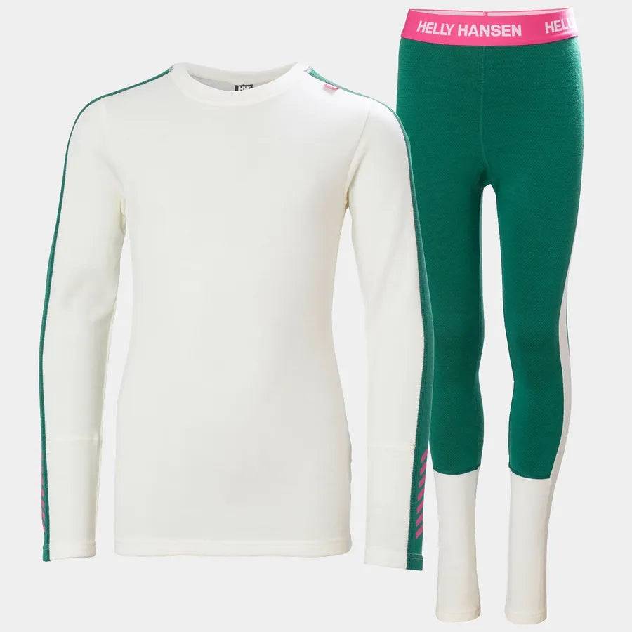 Helly Hansen Juniors' LIFA® Merino Midweight Base Layer Set Skiundertøj Børn - Emerald - Emerald / 152 cm / 12 år