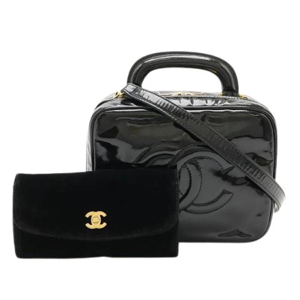 Chanel Vintage Pre-owned Coco Mark Vanity Bag Patent Leather - Vintage - Dame - Sort - ONE SIZE - Uld