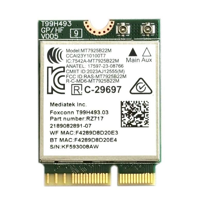 WDXUN for MT7925 WiFi7 Network Card Bluetooth 5.3 M.2 NGFF Wireless Adapter 5400Mbps Tri Band 2.4G 5G 6GHz Wifi 7 For Windows11