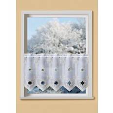 Elegant kort gardin med Plauen-broderi, Vit-guld, Storlek 789 (H45xW128 cm)