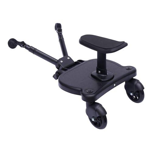 Universal Buggy Board stegbräda hjälppedal adapter släpvagn säte ståbräda med säte för barnvagnar rullbräda upp till 25 kg svart
