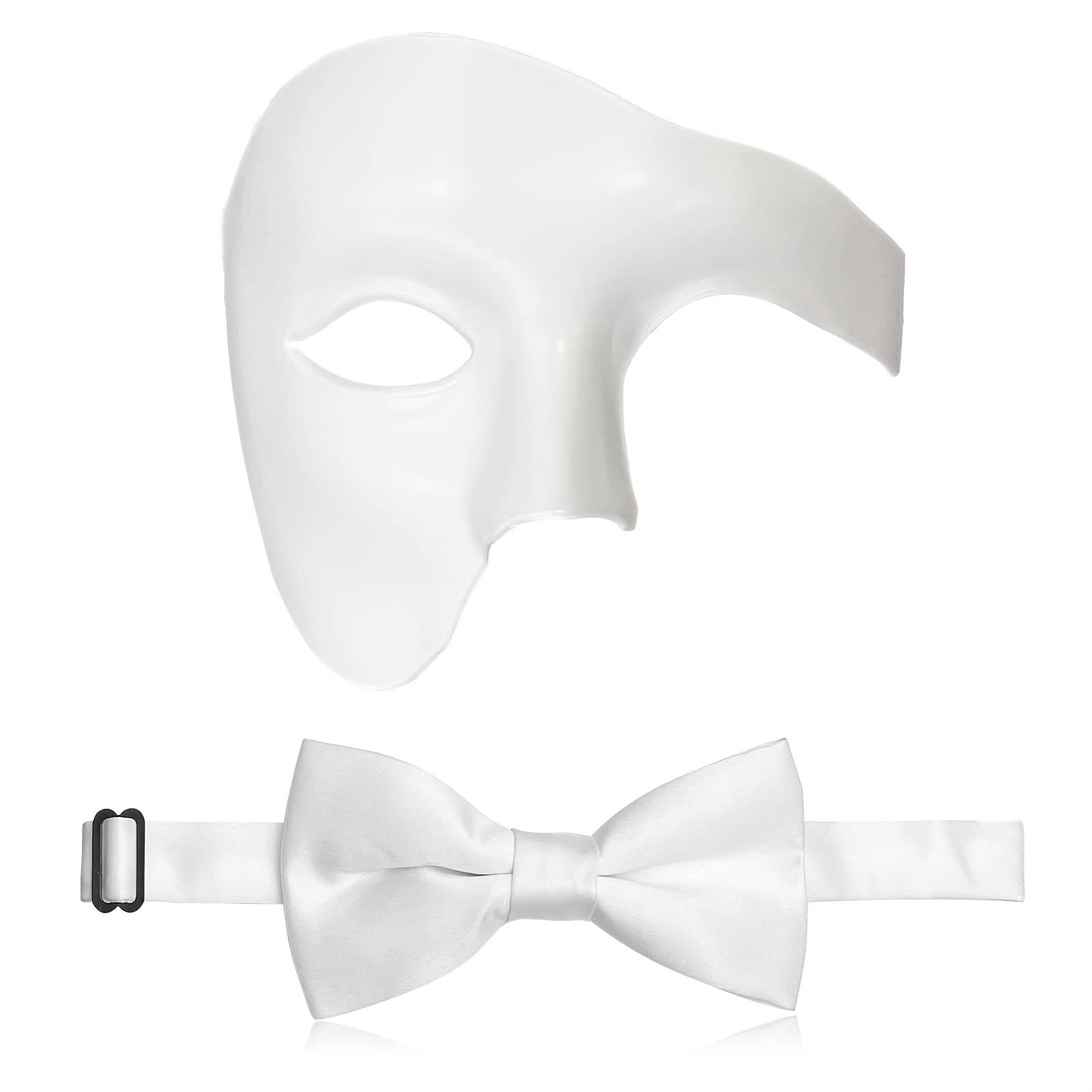 2pcs Masquerade Party Costume, Masquerade Mask For Men Of The Opera Half Face Mask With Bowtie, Prom Mardi Gras Halloween Venetian Masks