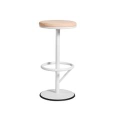 SMD Design Orbit barpall låg vitlack matt, ljusbrunt läder - Vit