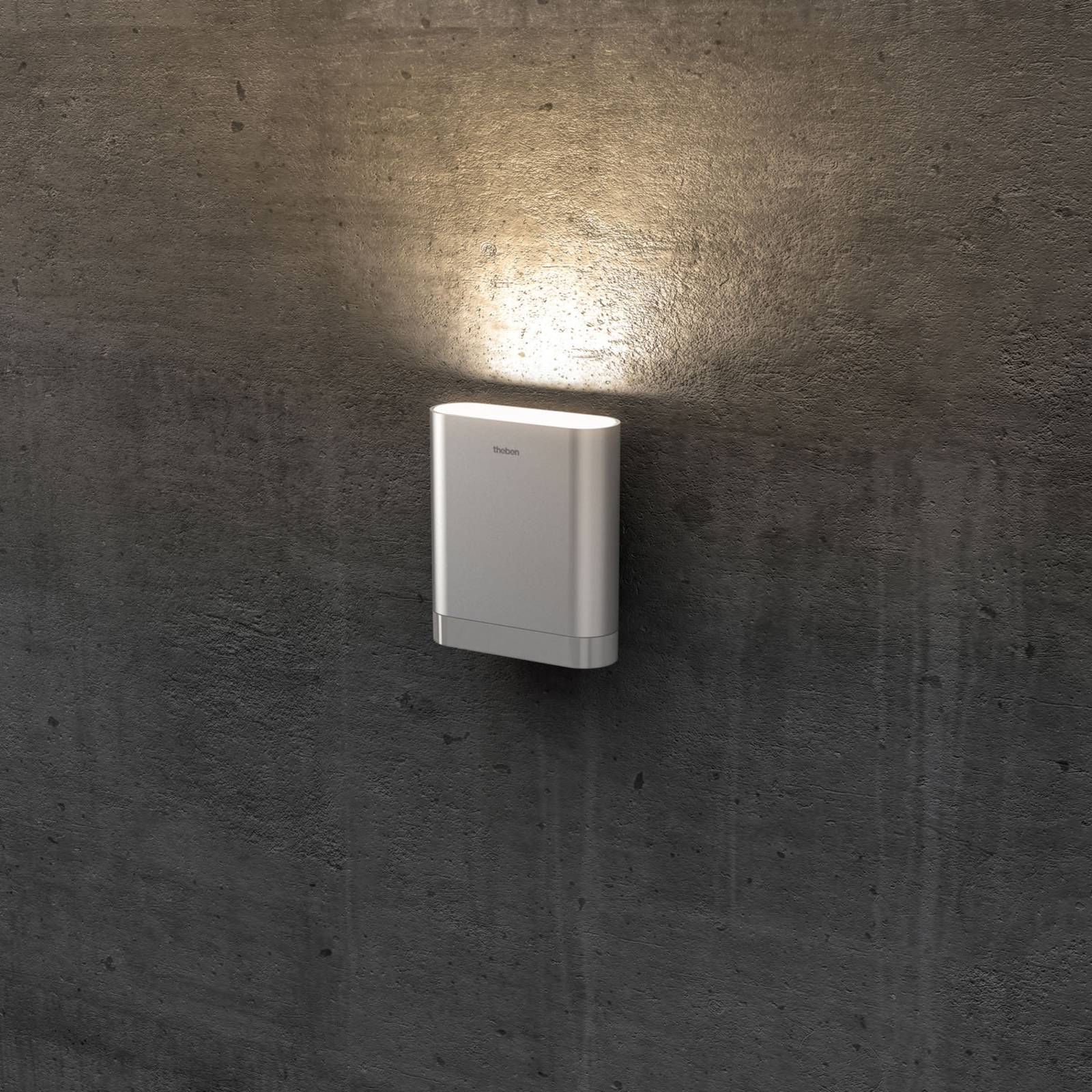 Theben Utomhus vägglampa med rörelsesensor theLeda D U AL, Aluminium / grå / zink, Aluminium / grå / zink, Modern