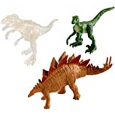 Jurassic World Mini Dino 3-pack Stegosaurus, Velociraptor och Transparent Indominus