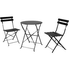 Garden Table 3 No Assembly 2 Table x Round Diameter 2 Single Dining Commercial Use Set, Pieces, Foldable, Required, Chairs, 1, Table, 60cm, Seater, svart