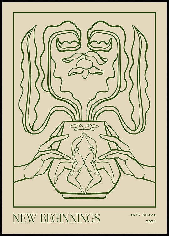 Vessel Collection: New Beginnings LineArt (70x100cm) - Plakater > Linjekonst Posters, Illustrationsposters, Botaniska Posters, BD, LANGFIX