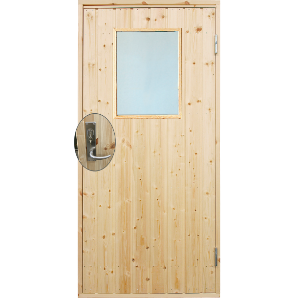 Udhusdør std. panel m/vindue inkl. karm/montagesæt - HU - 88,6×197,8 cm