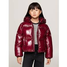 Glossy Relaxed Puffer Jacket - BURGUNDY - 92 cm