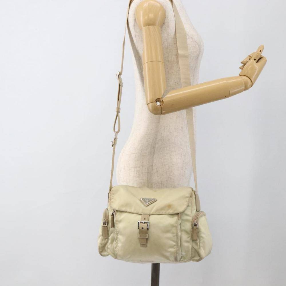 Prada Vintage Shoulder Bag Stl. - Axelremsväskor Från Magasin - Beige (W 23cm x H 20cm x D 10cm)