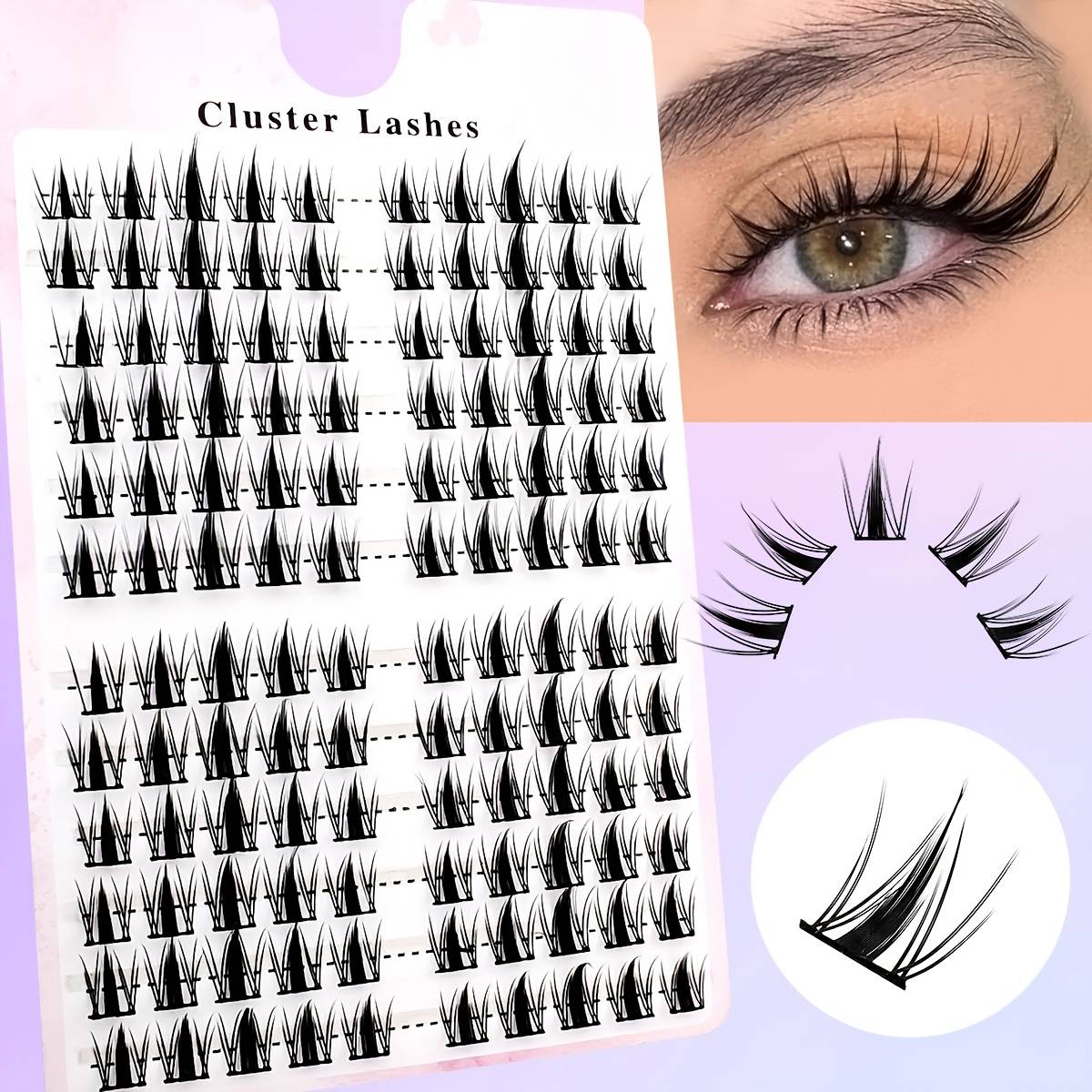 120pcs Clusters Pointed Lashes, Natural Look Anime Clusters Wispy Korean Makeup Eyelashes Clusters, Asian