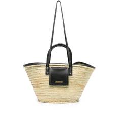 Jacquemus - strandväska med logotyp - dam - kalvskinn/halm - one size - Neutral