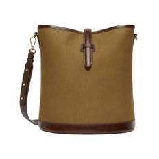 Max Mara, Tasker , Dame, Brun, ONE SIZE, Bomuld, Bronze Canvas Bucket Bag Domizia1