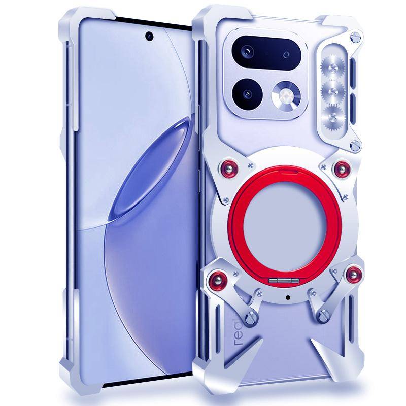 Ramlöst aluminiumfodral för Realme 16 pro+ Realme16 5G Roterande fäste Skal Metallisk Ramlös Stötsäker Fodral svart