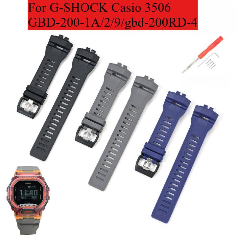 GBD-200 Silikonklockarmband För G-SHOCK Casio 3506 GBD-200-1A/2/9/gbd-200RD-4 Harts Klockarmband herr handledsband svart