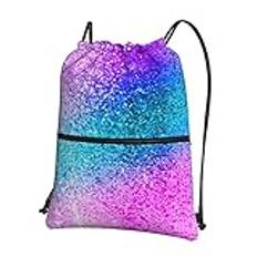 Fotboll svart utomhus fritid dragkedja dragsko ryggsäck kvinnor och män dragsko ryggsäck sport ryggsäck, Glitter paljettfläck, One Size