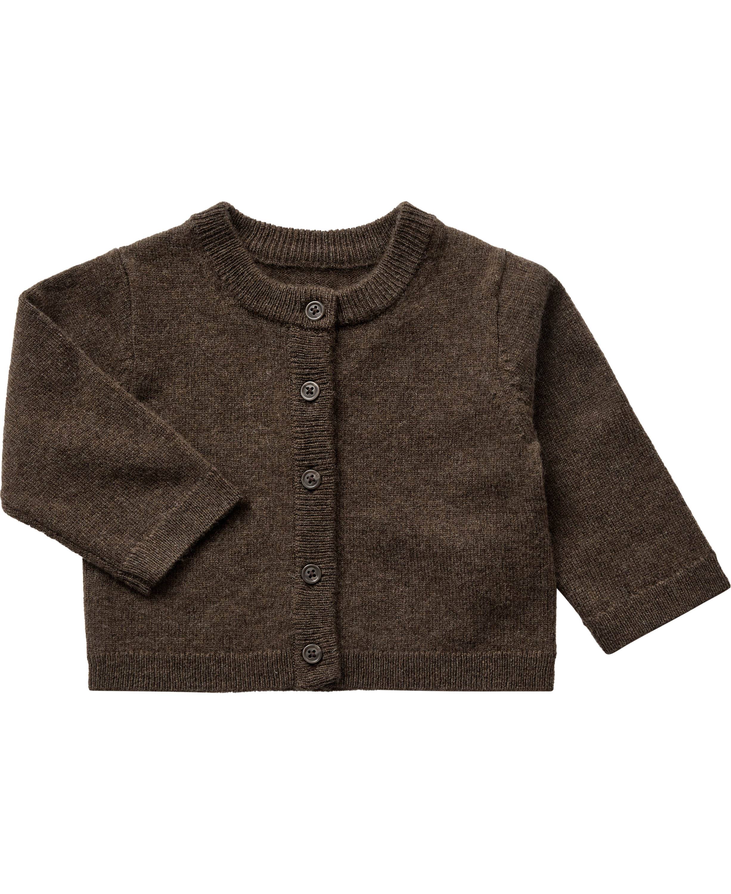 Magasin Strikka 1 RWS Wool & GCS Cashmere Baby Cardigan Str 6 mdr / 68 cm Cashmere Dark Brown Melange Strik.