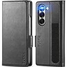 TUCCH Case for Galaxy Z Fold 6 2024, PU Leather Wallet Case RFID Blocking Card Slot Holder Magnetic Pen Compatible with Galaxy Z Fold6 (7.6" 5G), Black