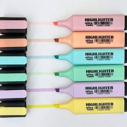 Markerpennar, Marker, Markerpenna med mejselspets, Macaronfärgade markerpennar för studenter, Fräscha färgtoner för skolstart, Marker för dagböcker, K - Multifärgad (4st slumpmässig färg,1 st färg slumpmässig,2st slumpmässig färg,6 st slumpmässiga färger)