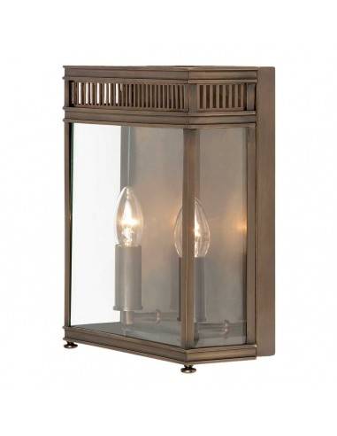 Holborn Udendørs væglampe i messing og glas H31 cm 2 x E14 - Antik mørk bronze/Klar