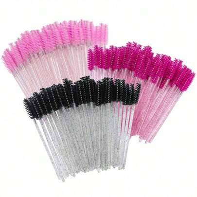10 st/50 st/100 st transparent lila ögonfransförlängningsborste, makeupborste, mascaraborste, appliceringsspooler för ögonfransar, kosmetikborste - Multifärgad