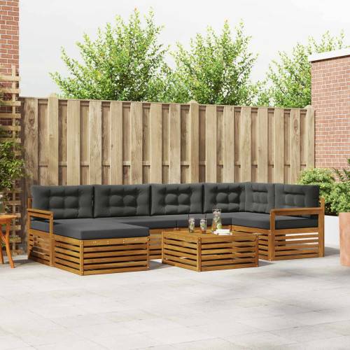 Utomhussoffset med kudde 7 pcs Naturlig och Antracit