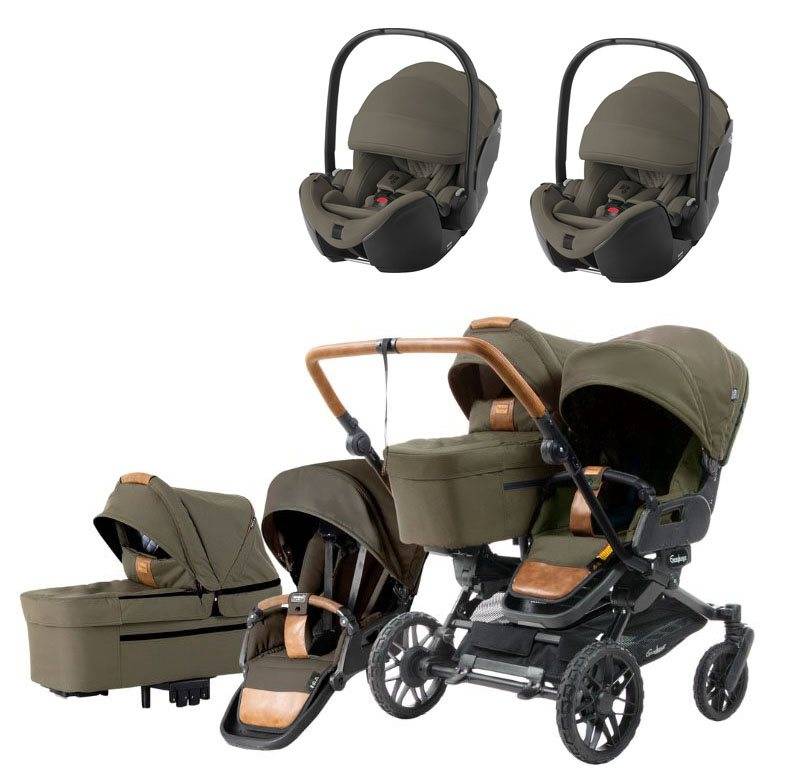 Emmaljunga Double Sento tvillingvagn Flat+ 2026 + Britax Römer Baby-Safe Pro babyskydd