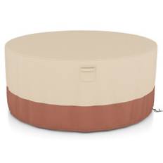 Ø 158 cm Rundt havemøbelbetræk med ventilationsslidser & spænder & snore beige