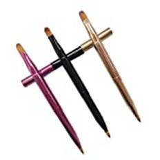 Beaupretty dubbelsidig infällbar läppborste reseläpp pensel läppstift glans make-up borste för kvinnor 3 stycken (guld lila svart)