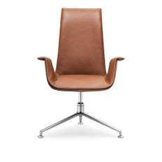 Walter Knoll - FK Bucket Chair Low Back 6726-5R, Polished, Leather Cat. 65 Elen 1380 Toffee, 5-star Swivel Base, Soft Castors - Spisebordsstole - Jørgen Kastholm,PrebenJuulFabricius - Brun - Læder/Metal/Skum