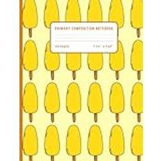 Yellow Ice Pops Primary Composition Notebook: Picture Space And Dotted Midline | Yellow Ice Pops Pattern Cover | For Grades K-2 | 7.44" x 9.69"