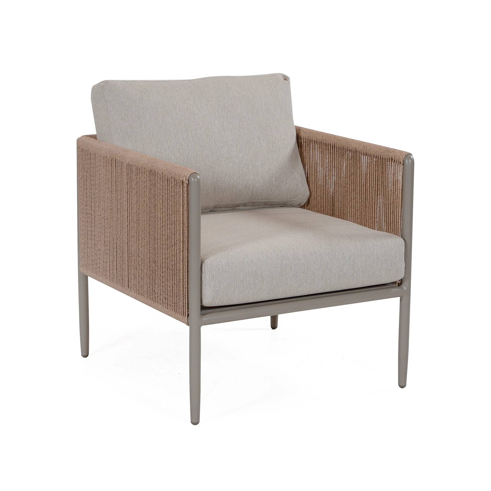 Toulouse fåtölj - khaki/natur med allvädersdyna - Beige/Taupe