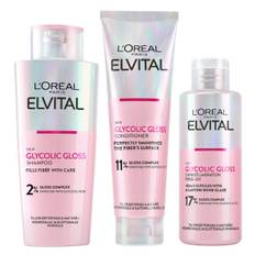 L'Oréal Paris Elvital Glycolic Gloss Shampoo, Conditioner & Treatment 2 x 200 ml + 150 ml