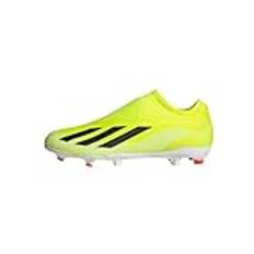 adidas Unisex - Vuxen X Crazyfast League Laceless Firm Ground Boots, Solar Yellow/Core Black/Cloud White, 43 1/3 EU