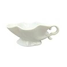 såsbåt Kaffemjölksmugg Vit keramiksås Båtkryddmugg Kreativ keramisk vit mjölkmugg Mikrovågssäker fettavskiljare för såsbåt(Stor)