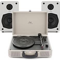 AVCOM Suitcase Turntable with Active Speakers Cream & White