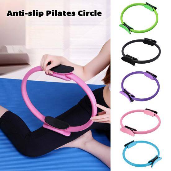 Pilatesring Halkfritt Handtag Bäckenbottenmuskeltränare Lårträning Toner Elastiskt Motståndsband Pilatescirkel Hemmagym Fitnessutrustning violett