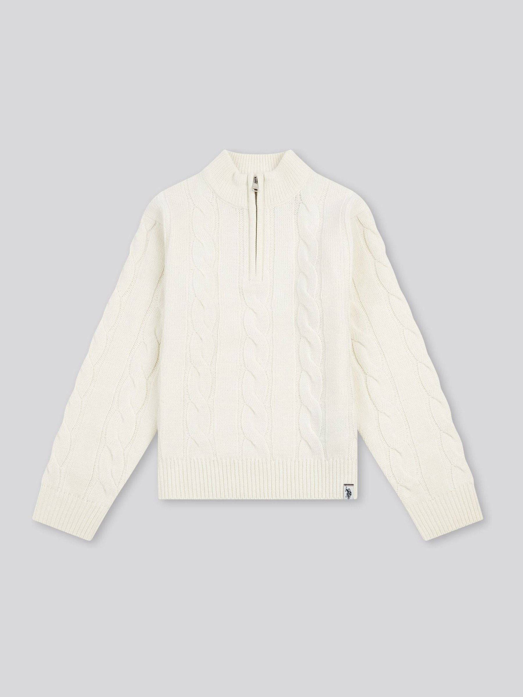 U. S. Polo Assn U. S. Polo Assn. White Boys Cable Knit Funnel Jumpers