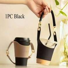 1PC Coffee Cup Tea Cup Protective Sleeve, Water Bottle Holder PU Leather Pouch, Outdoor Camping Shopping Travel Supplies,Portable Coffee Mug Carrier, Lightweight, Reusable Cup Lid Hands-Free Sling Beverage Cup Grip Milk Tea Holder,Portable Cup Sleeve With Carring Strap, Coffee Cup Handheld Protective Sleeve