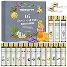 MIGCAPUT Eteriska Oljor Set 16 x 10ML, Aroma Diffuser Olja Gift Set, 100% Naturlig Aromaterapi Oljor Doftoljor för Diffusor, SPA, Massage - Tea Tree, Lavendel, Eukalyptus, Frankincense, Citrongräs