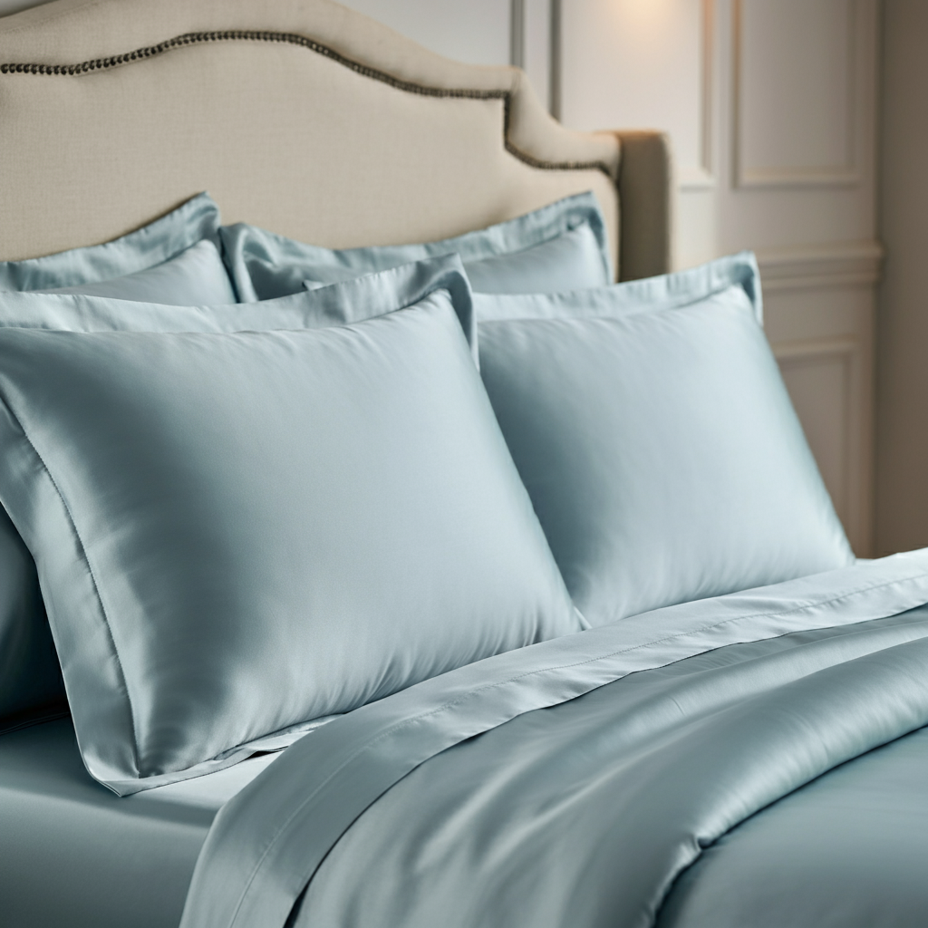 Charm Satin Kissenbezug aus 100% ägyptischer Baumwolle (600TC) – Seidig glatt, glänzend & haarschonend - Atlantic / 40x40