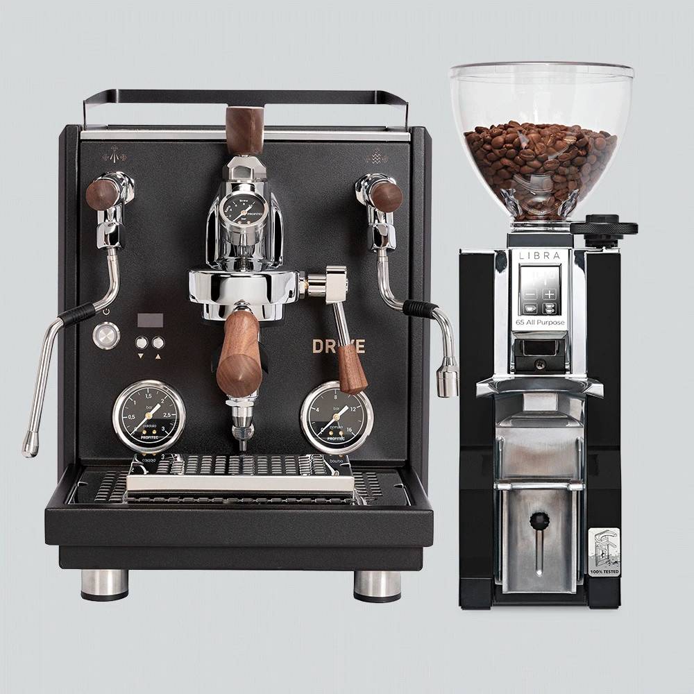 Profitec Drive Black Edition og Eureka Mignon Libra 65 Sort