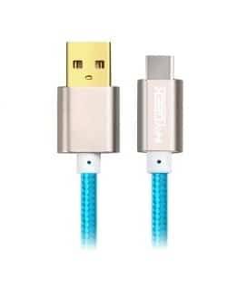 USB datakabel flätad nylon-Blå-USB typ C-25 cm