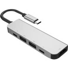 Hub-adapter 6 in 1 usb 3.0 höghastighetsportar typ-c hub usb-c to 4k 30hz hd bärbar dator rj45 gigabit ethernet-nätverk pd-hub