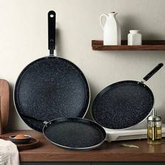 1st/3st Nonstick Crepe Pan Set - 18cm/20cm/22cm Frukostpannor, Universal spiskompatibel & snabb matlagningsdesign för mångsidiga recept - Svart (3 st,1 st-S,1 st-L,1 st-M)