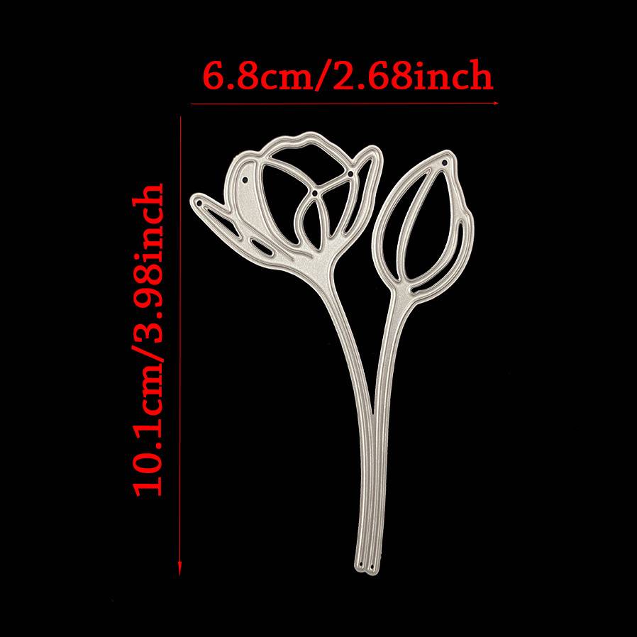 TEMU Flowers Metal Cutting Dies Stencil | Silvery For Scrapbooking Album, Greeting Card Making, Paper Craft