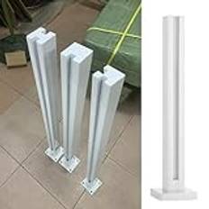 304 glasklämstolpe i rostfritt stål, vit räckespelare för bänk, kommersiella villor Loft Hotelldäckstrappor Balustradestängsel (vit ändstolpe, H-145cm/57.1in)