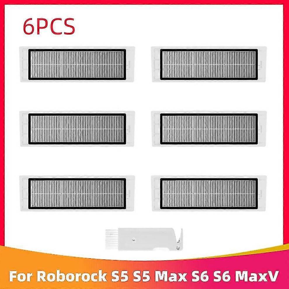 (6 filters) For Xiaomi Roborock S5 S50 S5 Max S6 S6 Maxv S6 Pure E4 E5 Robot Vacuum Cleaner Spare Parts Main Side Brush Hepa Filter Mop Rag