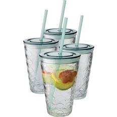 Dryckesglas 50 cl med lock och sugrör 4 st Dorre