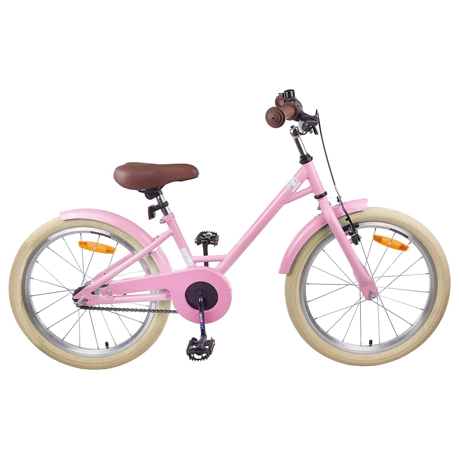 vidaXL Børnecykel 18 tommer til 5-7 år gammel Lys pink